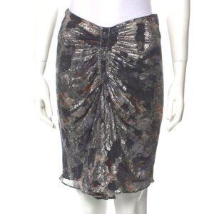 EUC - ISABEL MARANT Silk Knee-Length Skirt Silver + Midnight M | US8, FR40